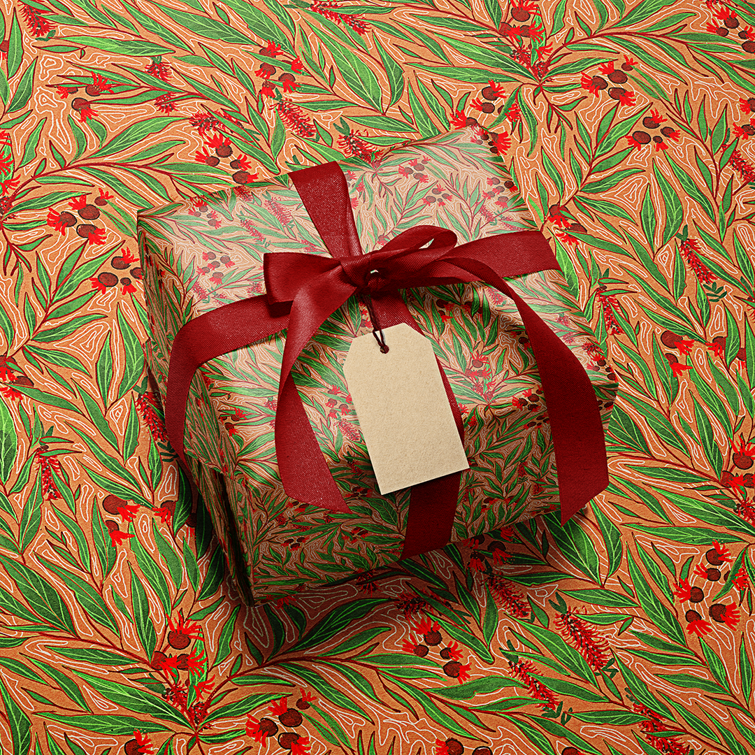 GUM LEAVES WRAPPING PAPER | CHRISTMAS