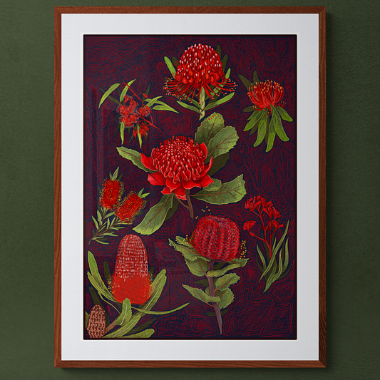 RED FLOWERS | A3 - A0 Hahnemühle German Etching Print